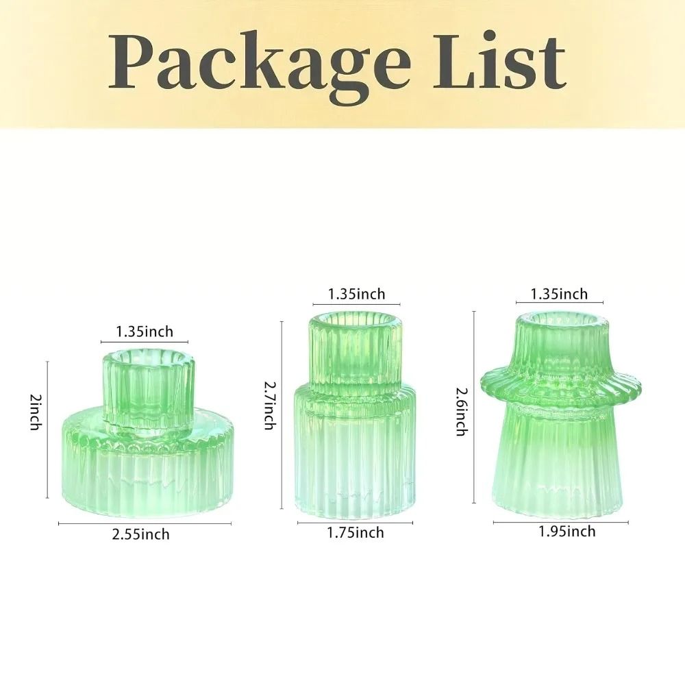 Double-Sided Vintage Ribbed Taper Glass Candle Holders