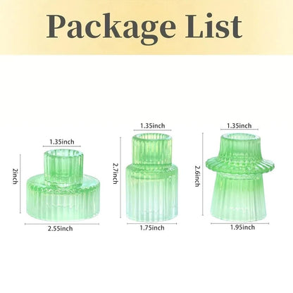 Double-Sided Vintage Ribbed Taper Glass Candle Holders