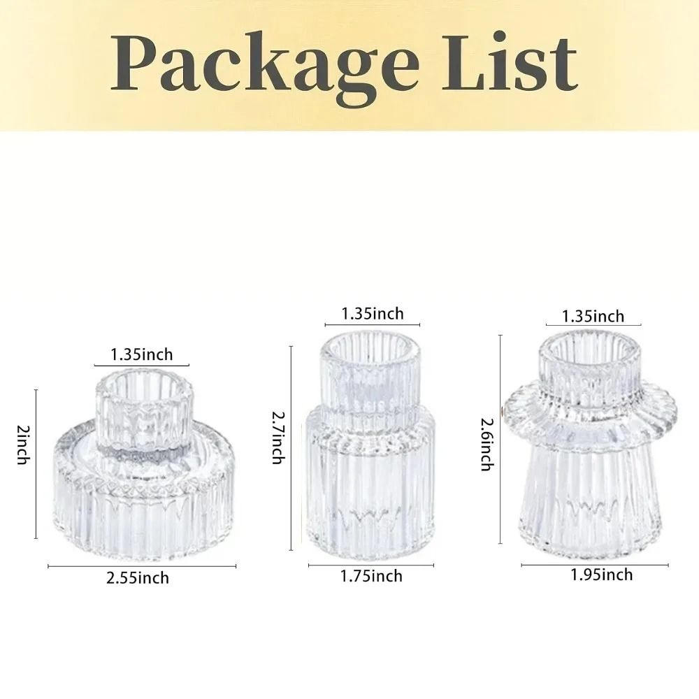 Double-Sided Vintage Ribbed Taper Glass Candle Holders