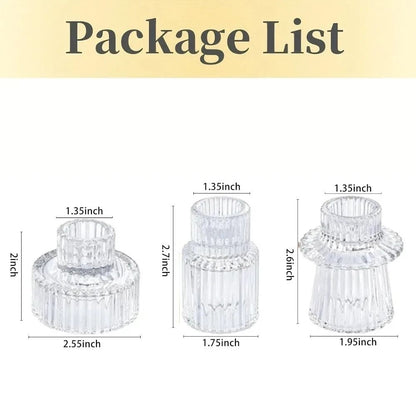 Double-Sided Vintage Ribbed Taper Glass Candle Holders