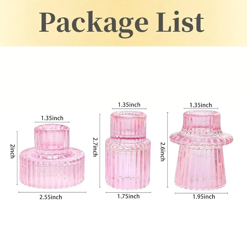 Double-Sided Vintage Ribbed Taper Glass Candle Holders