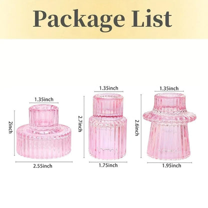 Double-Sided Vintage Ribbed Taper Glass Candle Holders
