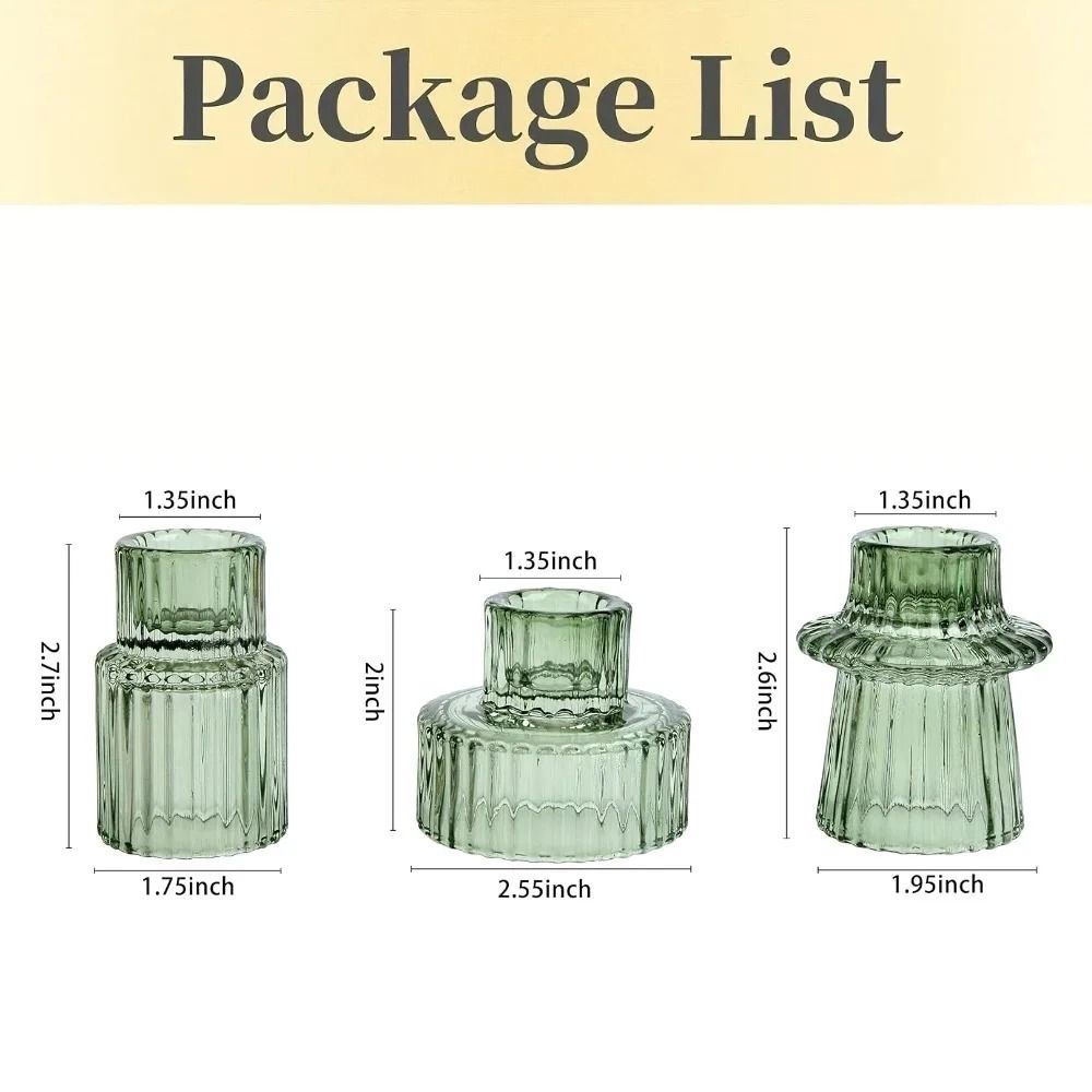 Double-Sided Vintage Ribbed Taper Glass Candle Holders