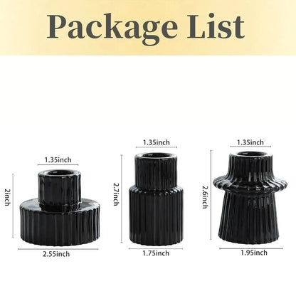 Double-Sided Vintage Ribbed Taper Glass Candle Holders