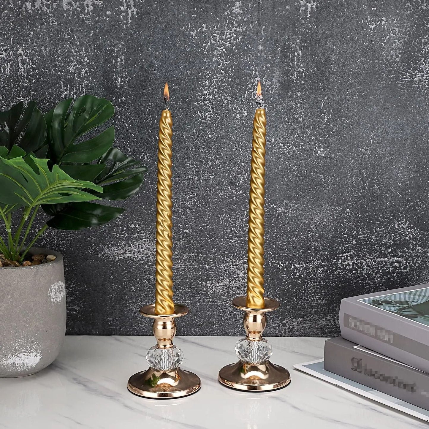 Vintage Brass Crystal Taper Holders
