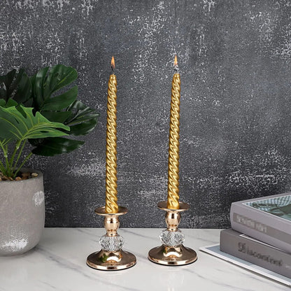 Vintage Brass Crystal Taper Holders