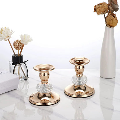 Vintage Brass Crystal Taper Holders