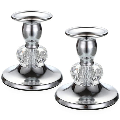 Vintage Brass Crystal Taper Holders