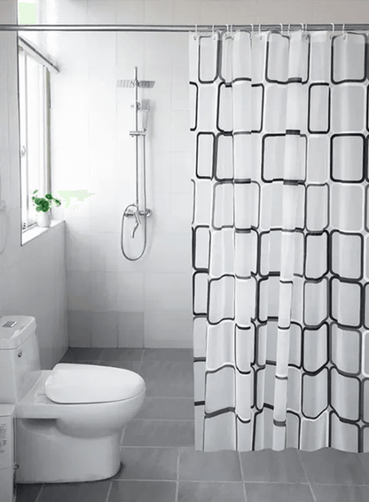 Waterproof PEVA Shower Curtain with Modern Geometric Plaid Design
