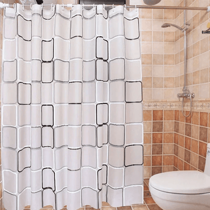 Waterproof PEVA Shower Curtain with Modern Geometric Plaid Design