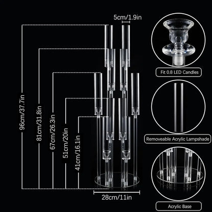 10-Arm Acrylic Candelabra Centerpiece Set