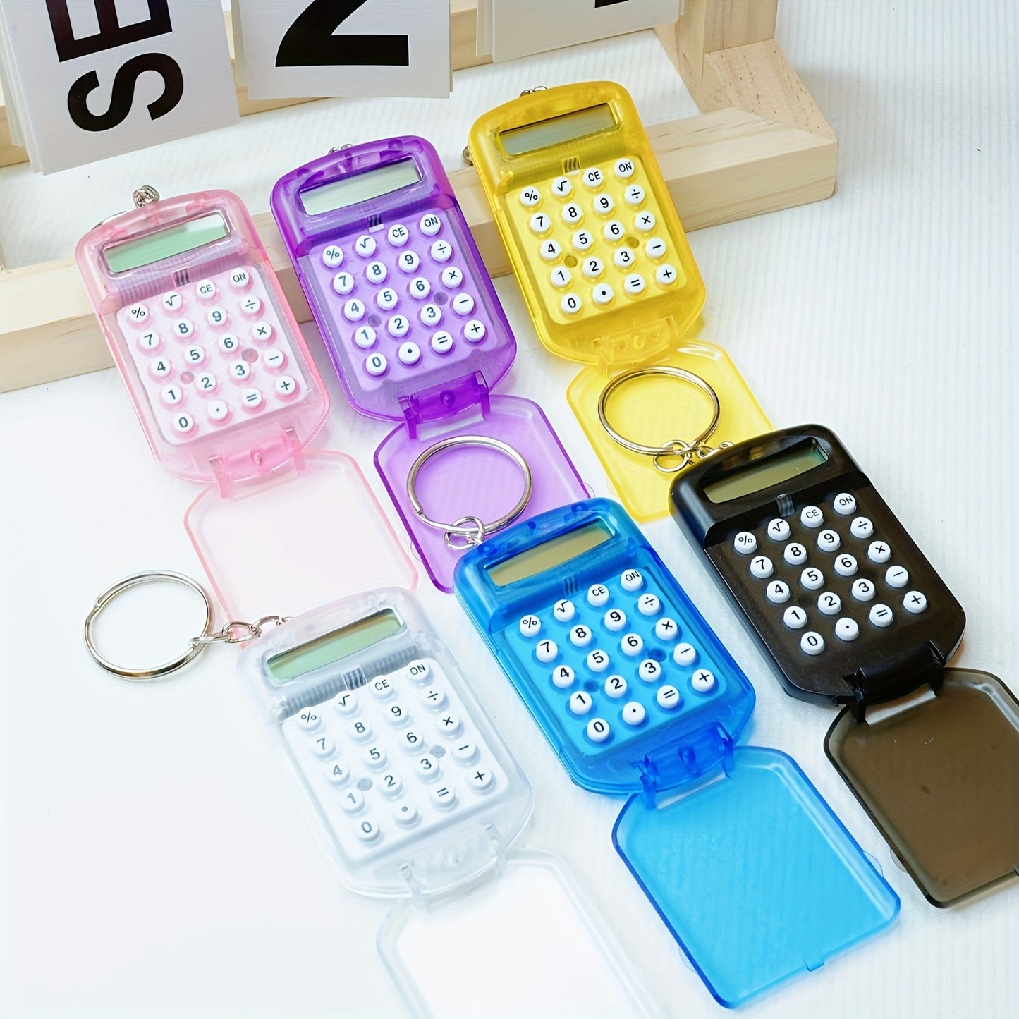 Cartoon Mini Calculator Keychain for Kids Cute Pocket 8 Digit School Calculator