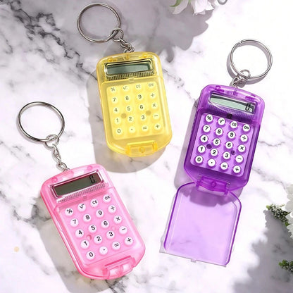 Cartoon Mini Calculator Keychain for Kids Cute Pocket 8 Digit School Calculator
