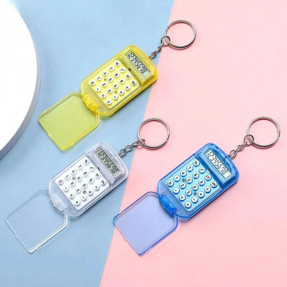 Cartoon Mini Calculator Keychain for Kids Cute Pocket 8 Digit School Calculator