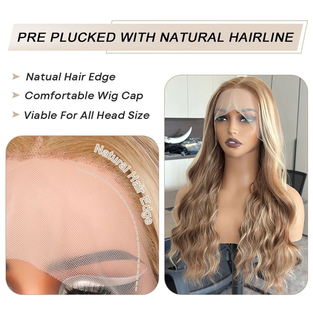 Balayage Blonde 13x6 Lace Front Body Wave Wig HD Synthetic Honey Ombre