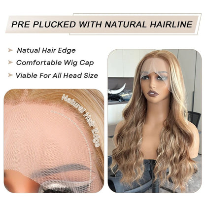 Balayage Blonde 13x6 Lace Front Body Wave Wig HD Synthetic Honey Ombre