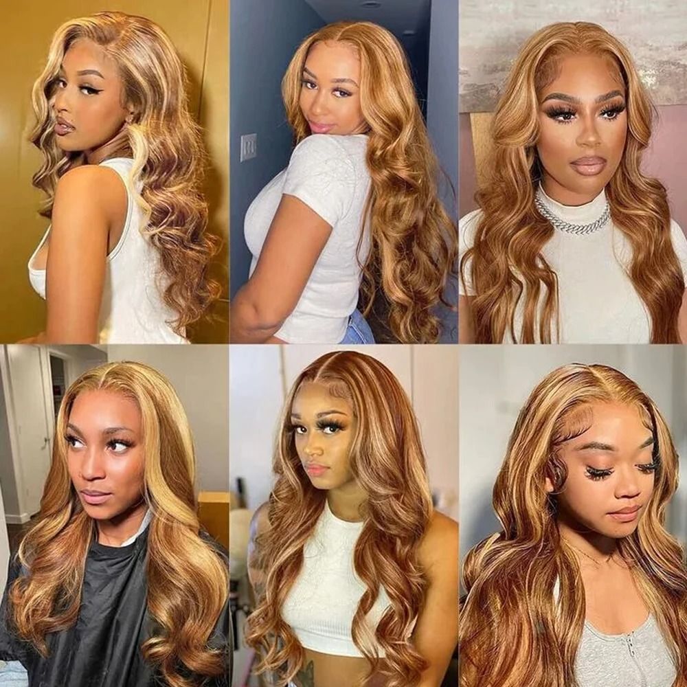 Balayage Blonde 13x6 Lace Front Body Wave Wig HD Synthetic Honey Ombre