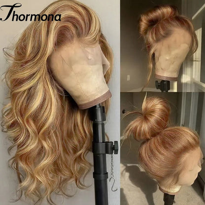 Balayage Blonde 13x6 Lace Front Body Wave Wig HD Synthetic Honey Ombre