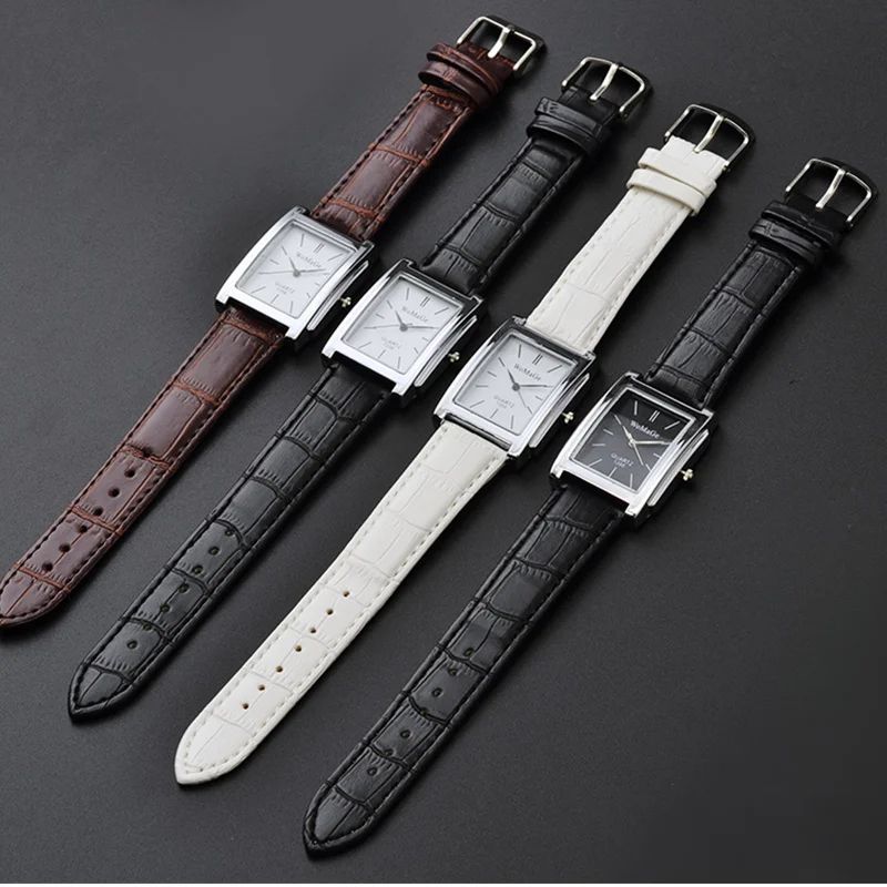 Vintage Square Leather Quartz Watch for Men & Women