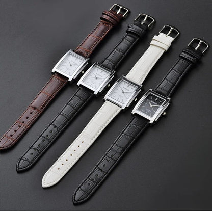 Vintage Square Leather Quartz Watch for Men & Women