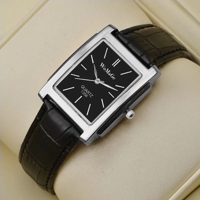 Vintage Square Leather Quartz Watch for Men & Women