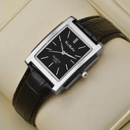Vintage Square Leather Quartz Watch for Men & Women