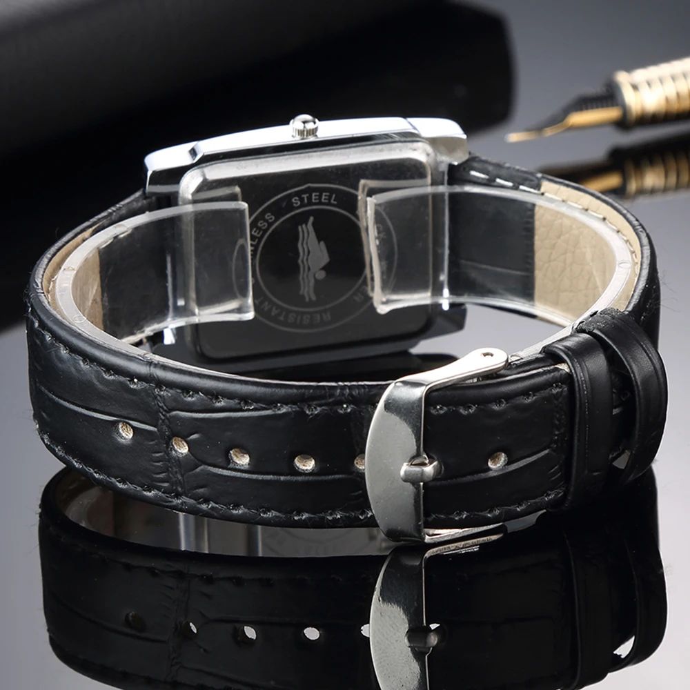 Vintage Square Leather Quartz Watch for Men & Women