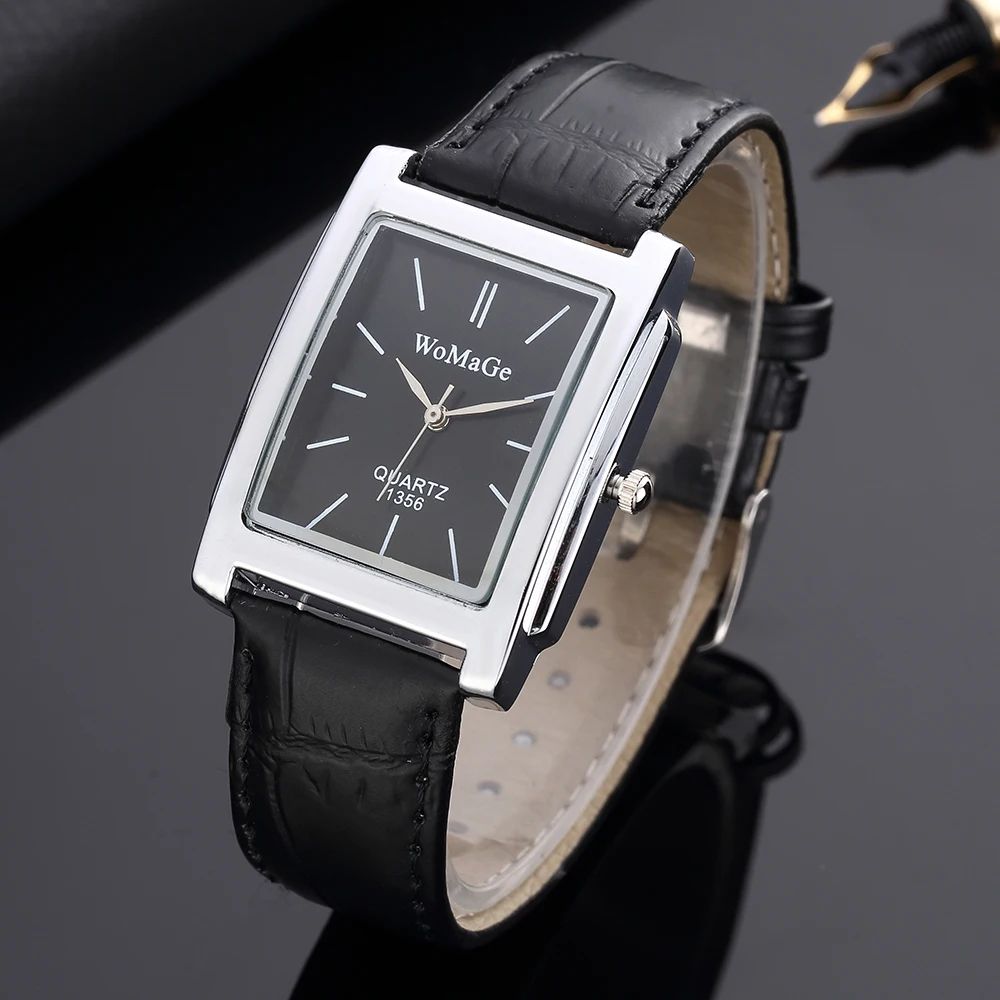Vintage Square Leather Quartz Watch for Men & Women