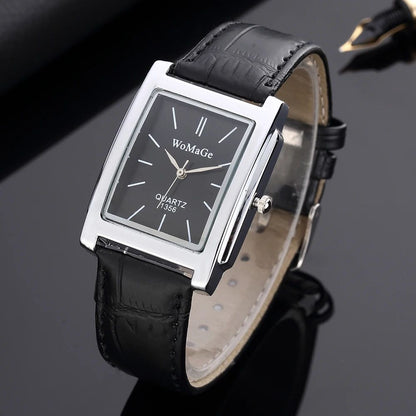 Vintage Square Leather Quartz Watch for Men & Women