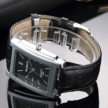 Vintage Square Leather Quartz Watch for Men & Women