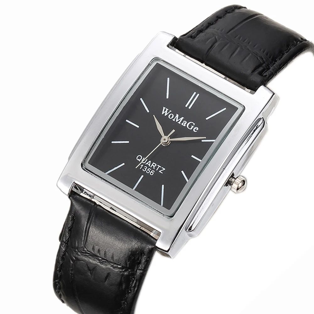 Vintage Square Leather Quartz Watch for Men & Women