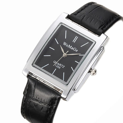 Vintage Square Leather Quartz Watch for Men & Women
