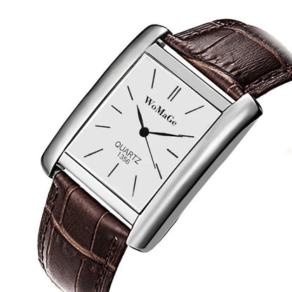 Vintage Square Leather Quartz Watch for Men & Women