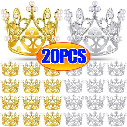 Mini Crown Pearl Cake Topper Tiara Decoration