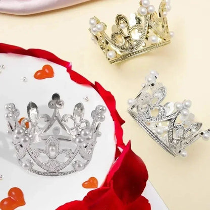 Mini Crown Pearl Cake Topper Tiara Decoration