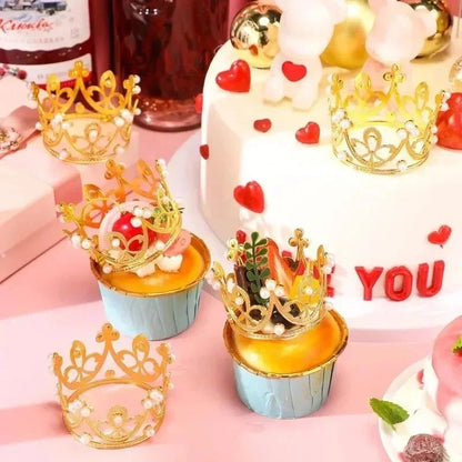 Mini Crown Pearl Cake Topper Tiara Decoration