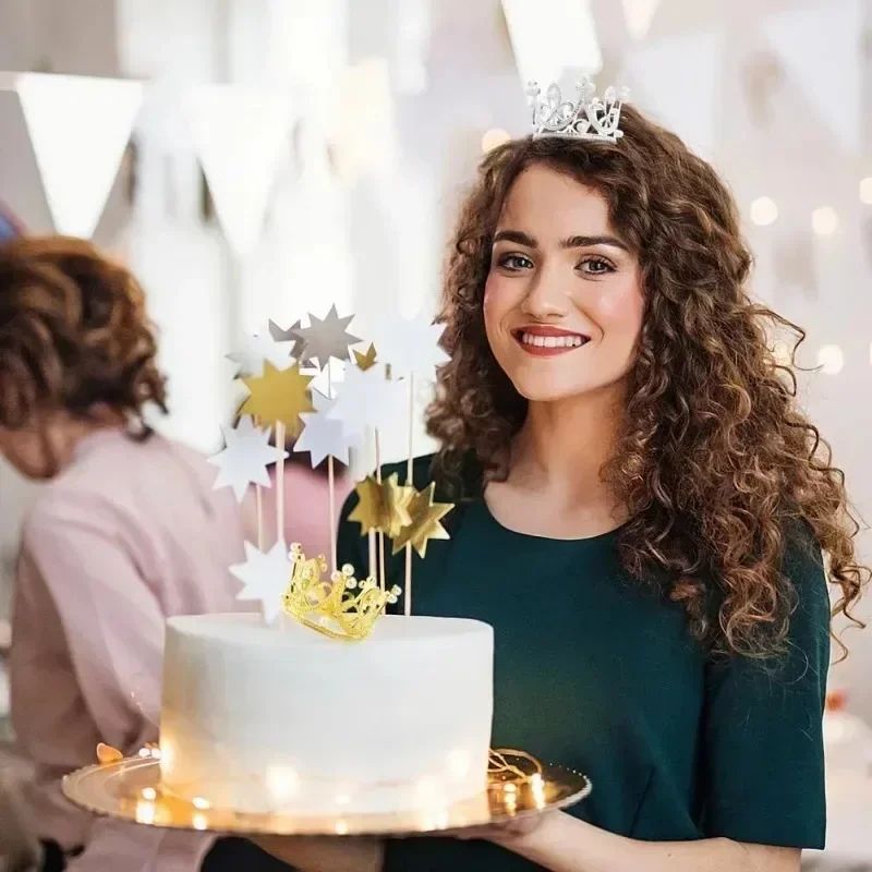 Mini Crown Pearl Cake Topper Tiara Decoration