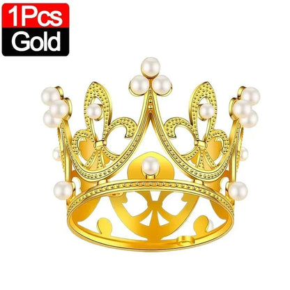 Mini Crown Pearl Cake Topper Tiara Decoration