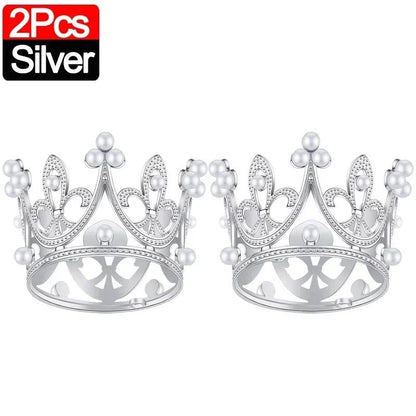 Mini Crown Pearl Cake Topper Tiara Decoration
