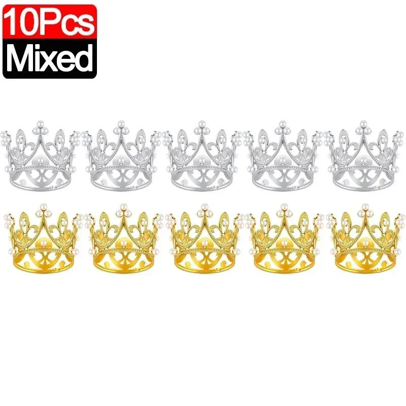 Mini Crown Pearl Cake Topper Tiara Decoration