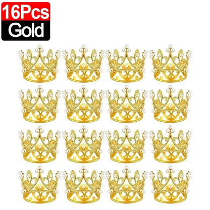 Mini Crown Pearl Cake Topper Tiara Decoration