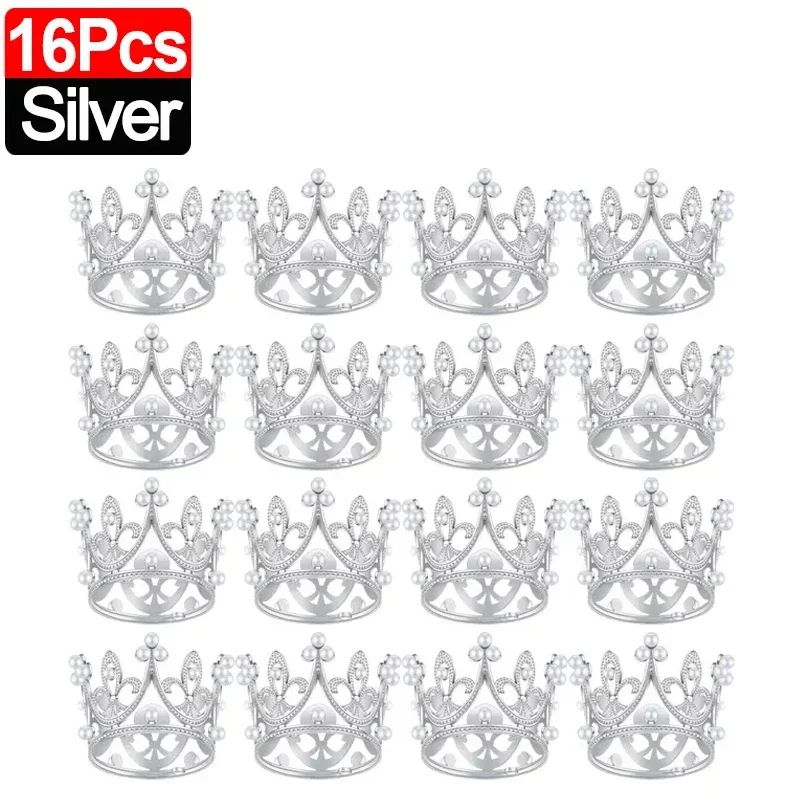 Mini Crown Pearl Cake Topper Tiara Decoration