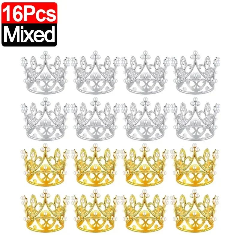 Mini Crown Pearl Cake Topper Tiara Decoration