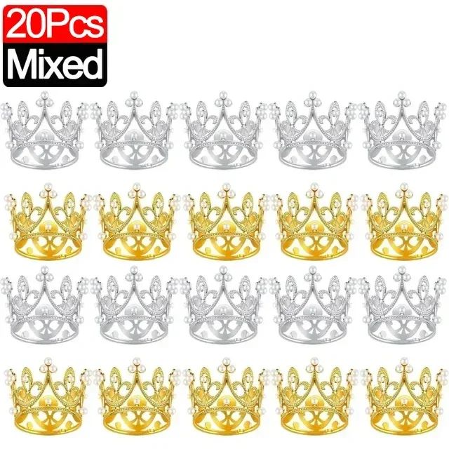 Mini Crown Pearl Cake Topper Tiara Decoration