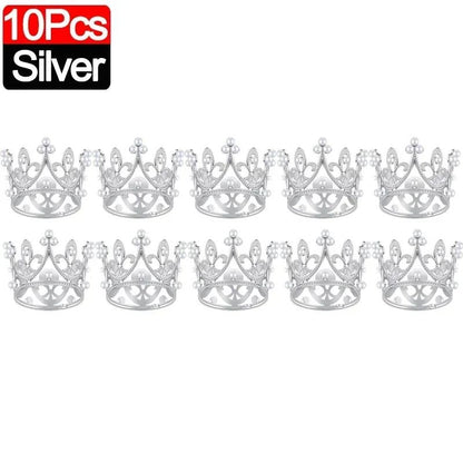 Mini Crown Pearl Cake Topper Tiara Decoration