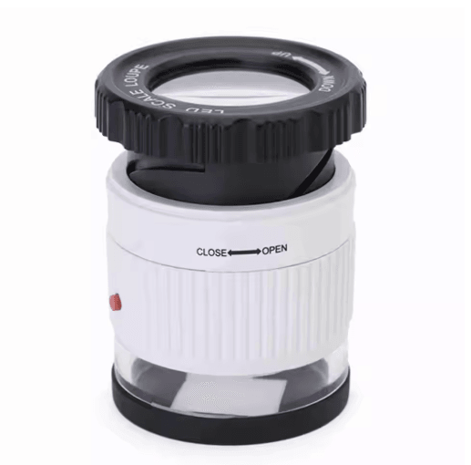 30x Pocket Magnifier with LED UV Light and Measuring Scale