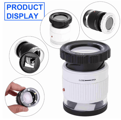 30x Pocket Magnifier with LED UV Light and Measuring Scale