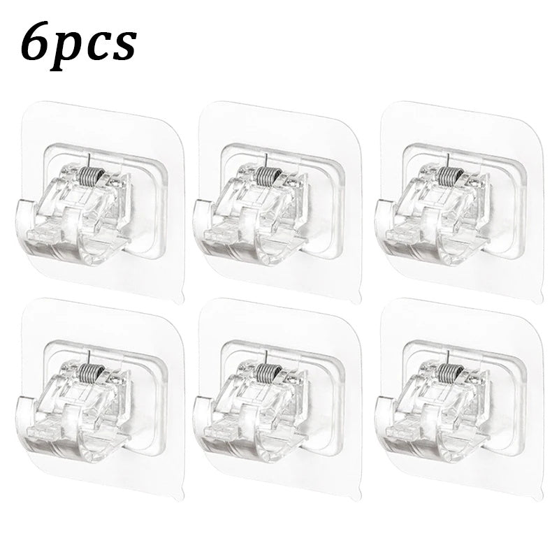 Adjustable Curtain Rod Clips - Self-Adhesive Wall Bracket Holder for Easy, Nail-Free Installation