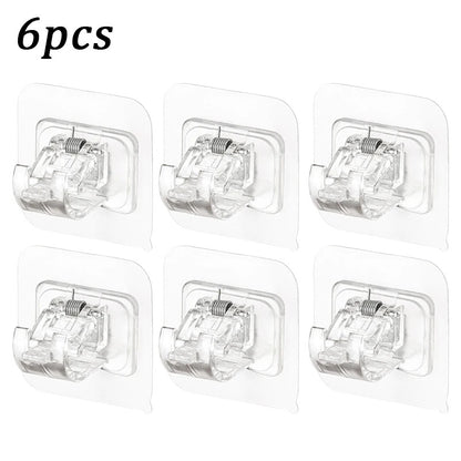 Adjustable Curtain Rod Clips - Self-Adhesive Wall Bracket Holder for Easy, Nail-Free Installation