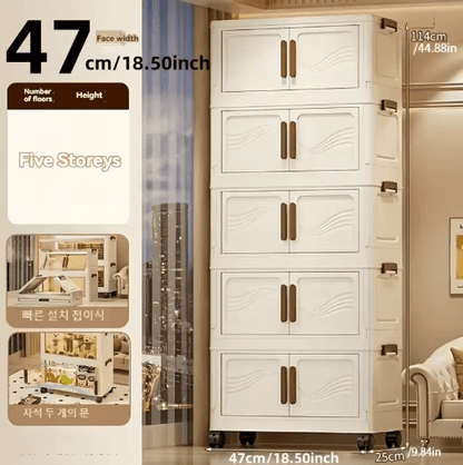 Foldable Storage Box with Clear Door for Clothes Books and Toys Organization